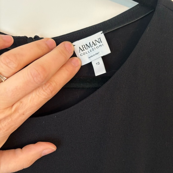 Armani Collezioni | Black Scoop Neck Knee-Length Dress - Size 10 - Picture 10 of 11